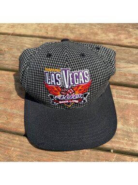 Vintage 1998 Las Vegas 400 Logo Hat One Size Black & White Checkered Pattern